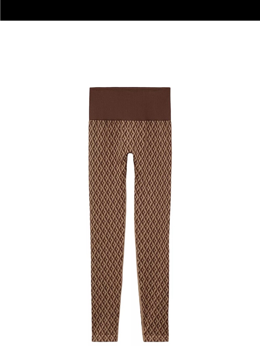 ZARA SKI  NWT Women's Brown Patterned High-Waist Knit Leggings